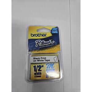 Brother M-231 P-Touch Label Tape  12mm 1/2" Black on White M321